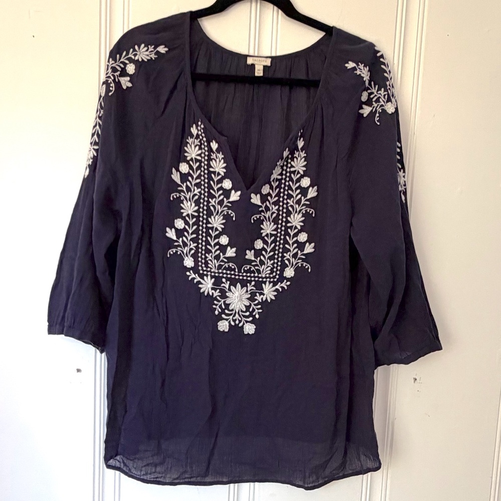Talbots Navy Embroidered Tunic